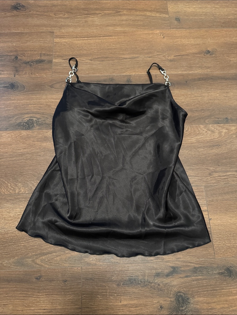 Nicole Miller Black Satin Cami Top Medium